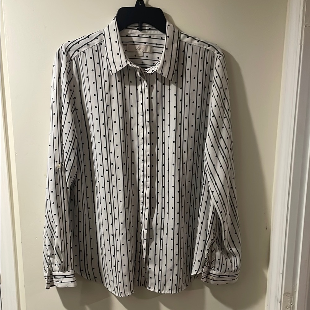 Woman’s Loft Black and White Striped dress Shirt